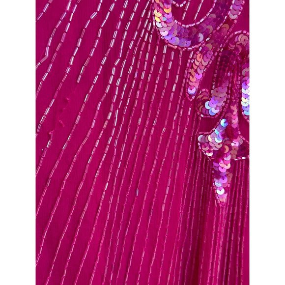 Vintage Carina Pink Silk Hand-Beaded Dress XL See Measurements Glam Hollywood - Picture 8 of 16